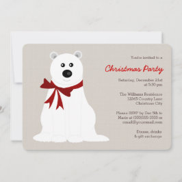 Cute Polar Beer met Red Bow-kerstfeest Kaart