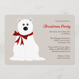 Cute Polar Beer met Red Bow-kerstfeest Kaart