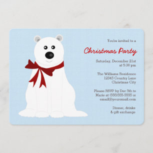 Cute Polar Beer op Ice Blue-kerstparty Kaart