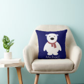 Cute Polar Beer op Navy Pillow, voeg naam toe Kussen (Stoel)
