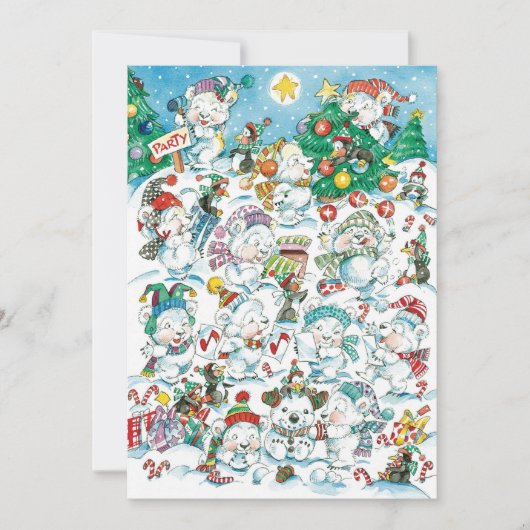 Cute Polar Beer Penguin-kerstfeest uitnodiging (Voorkant)