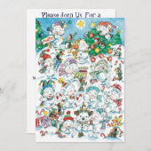 Cute Polar Beer Penguin-kerstfeest uitnodiging (Voorkant / Achterkant)