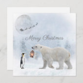 Cute Polar Beer Penguin Santa Winter Kerstmis Feestdagenkaart (Voorkant / Achterkant)
