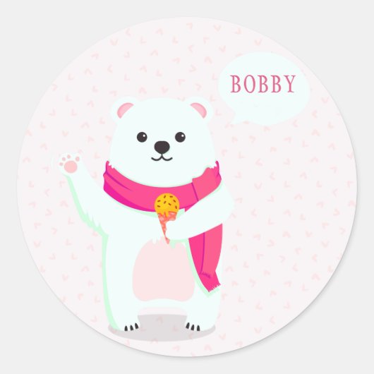 Cute Polar Beer Personalized Stickers (Voorkant)
