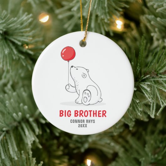 Cute Polar Beer Persoonlijk Big Brother Promotion Keramisch Ornament (Boom)