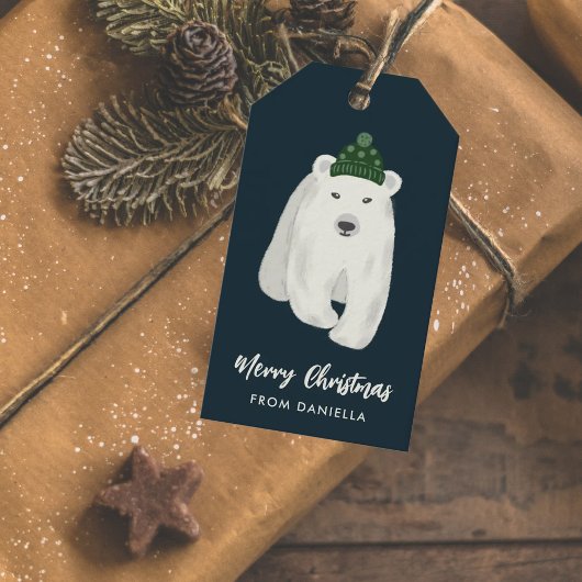 Cute Polar Beer Persoonlijk kerstfeest Cadeaulabel
