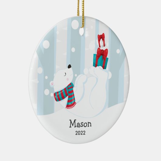 Cute Polar Beer Persoonlijk kerstversiering Keramisch Ornament (Rechts)