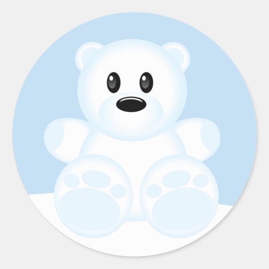 Cute Polar Beer Ronde Sticker (Voorkant)