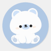 Cute Polar Beer Ronde Sticker (Voorkant)