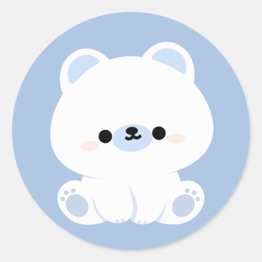 Cute Polar Beer Ronde Sticker (Voorkant)
