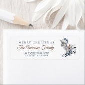 Cute polar beer santa hat Merry Kerstblue Etiket (Insitu)