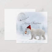 Cute Polar Beer Santa Winter Kerstmis Feestdagenkaart (Voorkant / Achterkant)