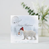 Cute Polar Beer Santa Winter Kerstmis Feestdagenkaart (Staand voorkant)