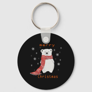 Cute Polar Beer Scarf Merry Kerstmis Holiday Sleutelhanger