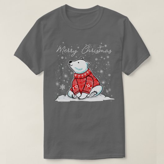 Cute Polar Beer Scarf Merry Kerstmis Holiday T-shirt (Design voorkant)