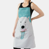 Cute Polar Beer Sipping Coca Illustration on Blauw Schort (Insitu)