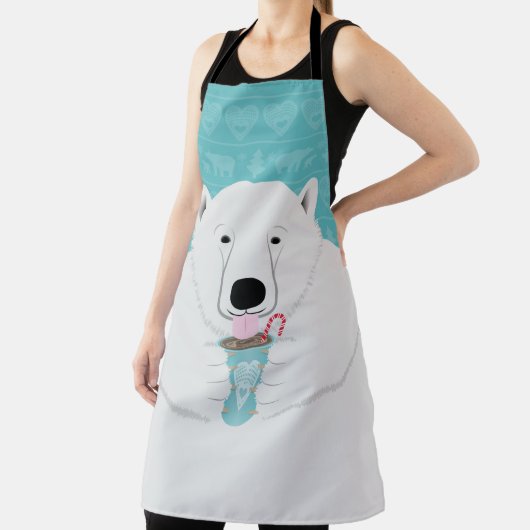 Cute Polar Beer Sipping Coca Illustration on Blauw Schort (Insitu)