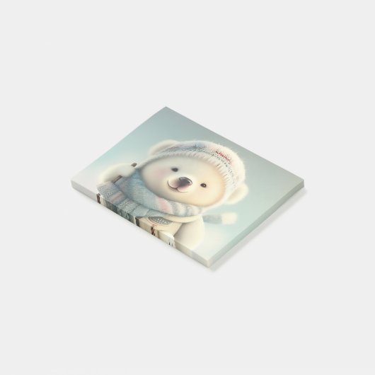 Cute Polar Beer Skiing Snowflake Winter Wonderland Post-it® Notes (Schuin)