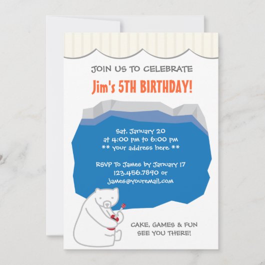 Cute Polar Beer Ukulele Birthday Party Invitation Kaart (Voorkant)