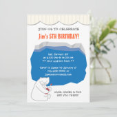 Cute Polar Beer Ukulele Birthday Party Invitation Kaart (Staand voorkant)