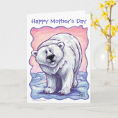 Cute Polar Beer voor mam Kaart (Gele Bloem)
