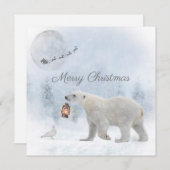 Cute Polar Beer Wild Pigeon Kerstwinter Feestdagenkaart (Voorkant / Achterkant)