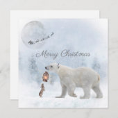 Cute Polar Beer Wild Rabbit Kerstwinter Feestdagenkaart (Voorkant / Achterkant)