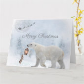 Cute Polar Beer Wild Rabbit Kerstwinter Kaart (Gele Bloem)