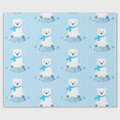 Cute Polar Beer Winter Baby Boy Blue Cadeaupapier (Vlak)