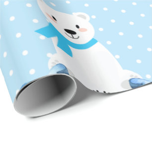 Cute Polar Beer Winter Baby Boy Blue Cadeaupapier