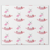 Cute Polar Beer Winter Baby Girl Roze Cadeaupapier (Vlak)