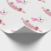 Cute Polar Beer Winter Baby Girl Roze Cadeaupapier (Hoek)
