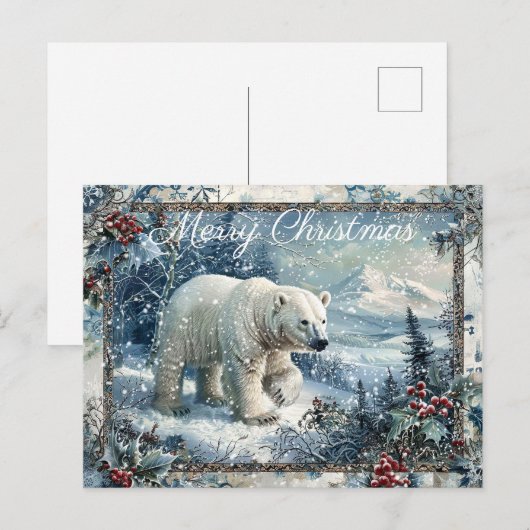 Cute Polar Beer Winter Kerstmis Feestdagenkaart (Voorkant / Achterkant)