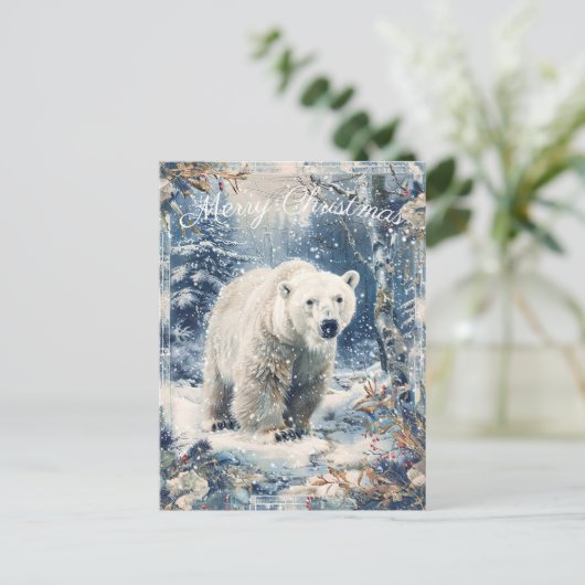 Cute Polar Beer Winter Kerstmis Feestdagenkaart (Staand voorkant)