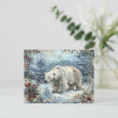Cute Polar Beer Winter Kerstmis Feestdagenkaart (Staand voorkant)