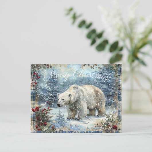Cute Polar Beer Winter Kerstmis Feestdagenkaart (Staand voorkant)