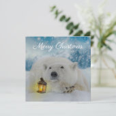 Cute Polar Beer Winter Kerstmis Feestdagenkaart (Staand voorkant)