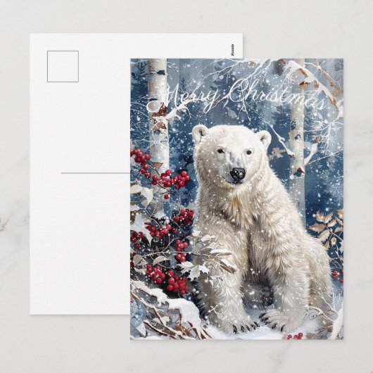 Cute Polar Beer Winter Kerstmis Feestdagenkaart (Voorkant / Achterkant)