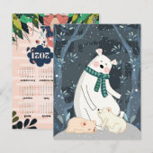 Cute Polar Beren Calendar Briefkaart (Voorkant / Achterkant)