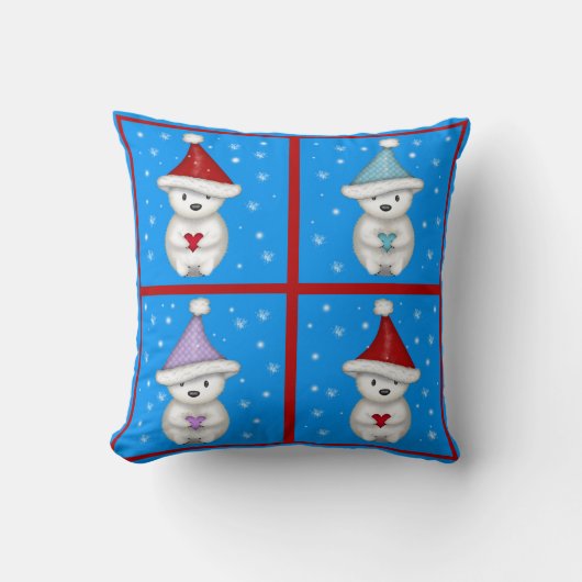 Cute Polar Beren Colorful Kerstdesign Kussen (Voorkant)