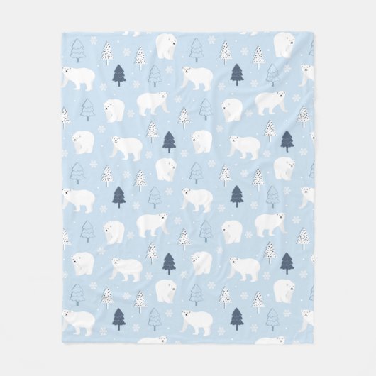 Cute Polar-Beren Fleece Deken (Voorkant)
