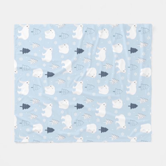 Cute Polar-Beren Fleece Deken (Voorkant (Horizontaal))
