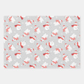 Cute Polar-Beren in drie blauw kerstpatronen Inpakpapier Vel (Voorkant 3)