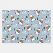 Cute Polar-Beren in drie blauw kerstpatronen Inpakpapier Vel (Voorkant 2)