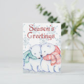 Cute Polar-Beren in rood en groen geslacht Briefkaart (Staand voorkant)