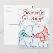 Cute Polar-Beren in rood en groen geslacht Briefkaart (Voorkant / Achterkant)