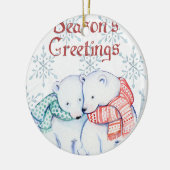 Cute Polar-Beren in rood en groen geslacht Keramisch Ornament (Links)