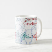 Cute Polar-Beren in rood en groen geslacht Koffiemok (Voorkant rechts)