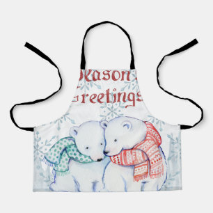 Cute Polar-Beren in rood en groen geslacht Schort