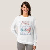 Cute Polar-Beren in rood en groen geslacht T-shirt (Voorkant volledig)